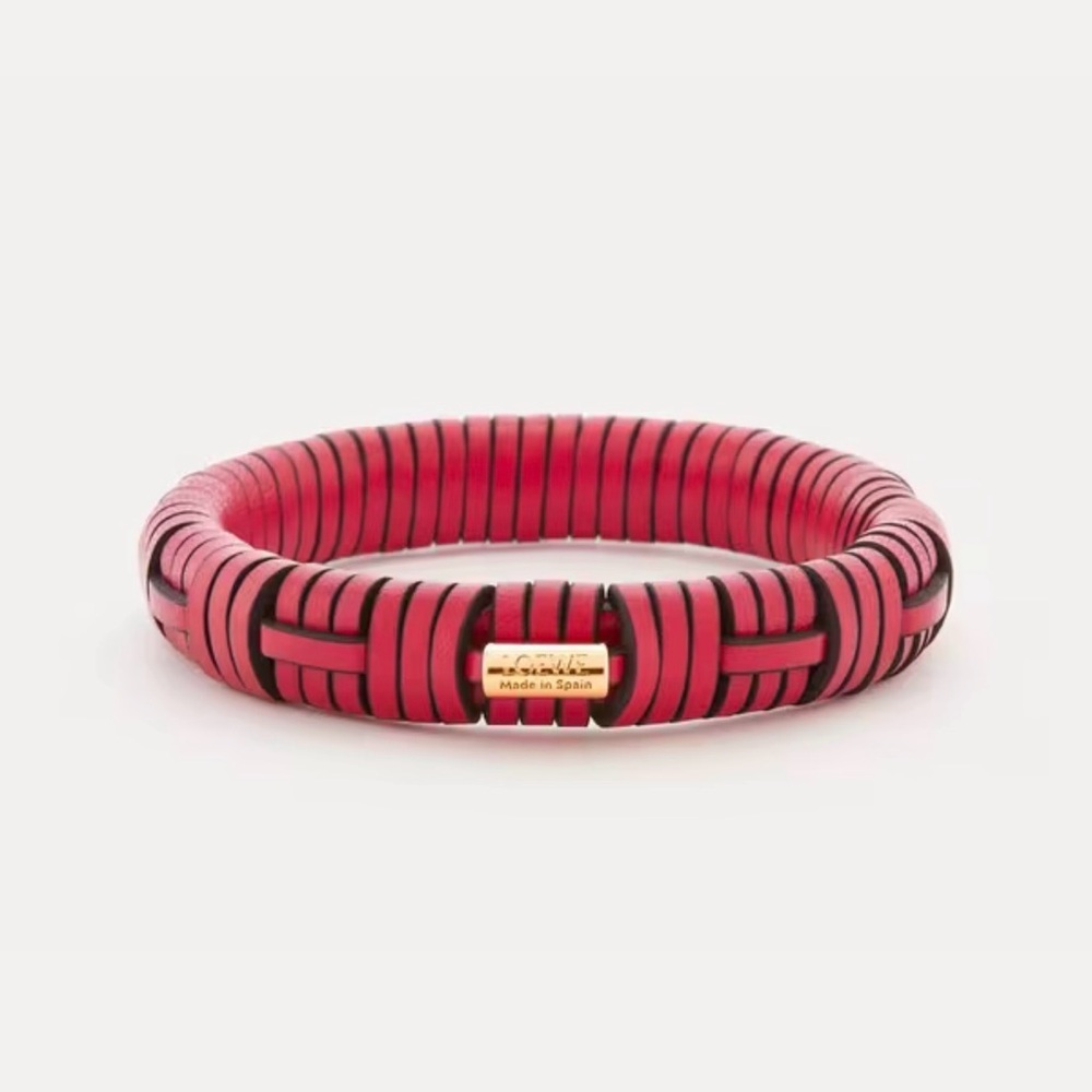 NEW AUTH LOEWE PAULA'S IBIZA INTERLOCK WOVEN LEATHER & GOLD ACCENT BANGLE - Picture 6 of 8